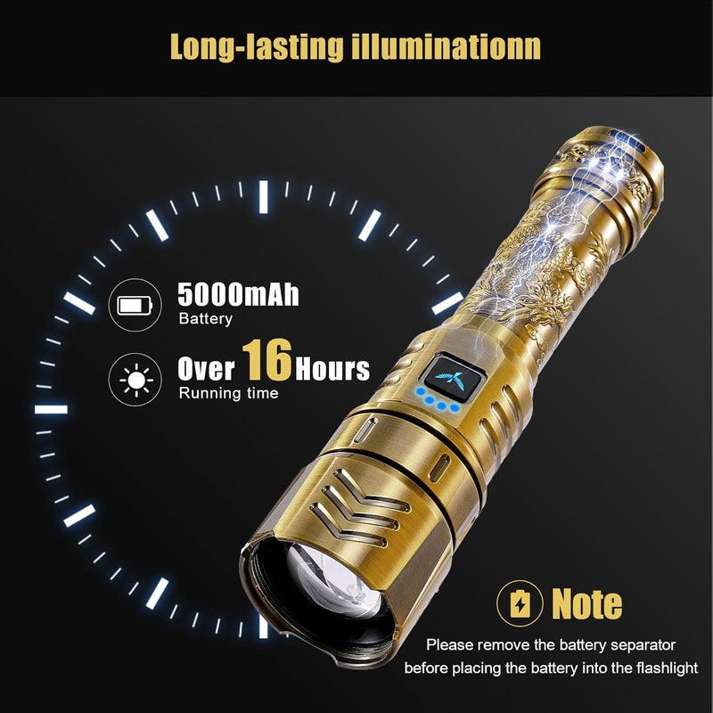 SkyFire LED Flashlights High Lumens with Ignition Lens,3000lm Super Bright Rechargeable Flashlight, Zoomable,Four Modes,Waterproof Tactical Flash Light for Camping Essentials,Outdoor and Home,Gift - Image 5